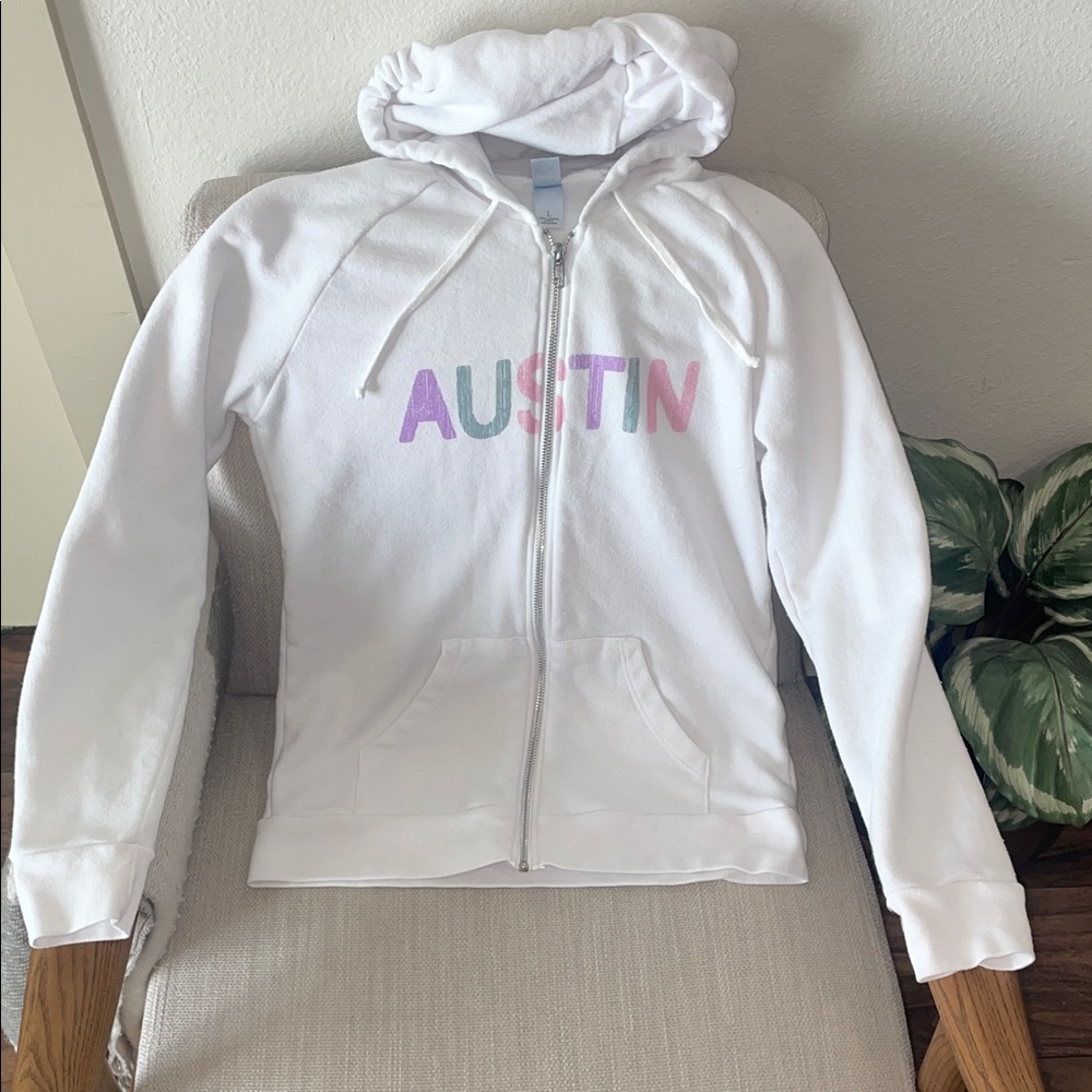 Austin Graphic Zip-Up Hoodie - White Jacket